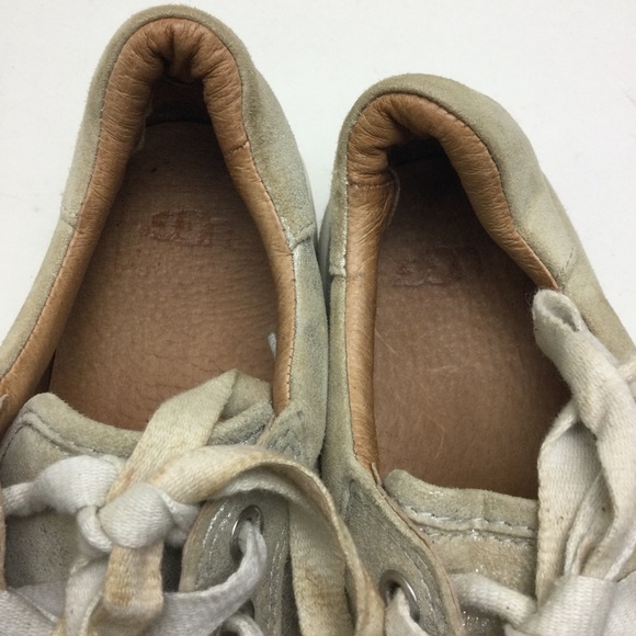 Ugg Milo Stardust Silver Metallic Suede Lace-Up Trainer Sneakers Size 9 - Picture 10 of 11